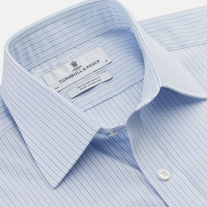 Tonal Blue Stripe Regular Fit Shirt with T&A Collar and 3-Button Cuffs Image 1