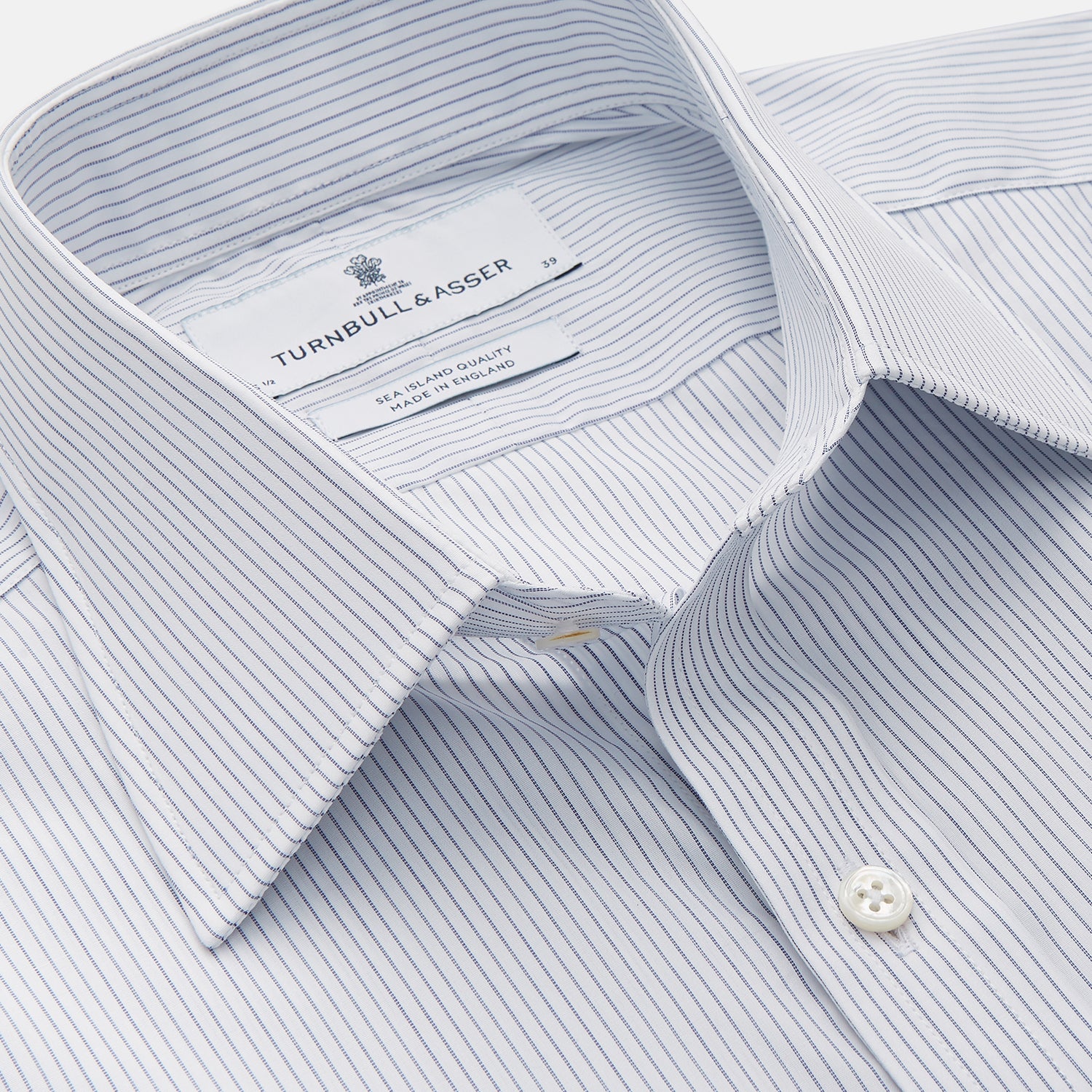 View 2 of product Blue & White Stripe Sea Island Quality Cotton Regular Fit Mayfair Shirt