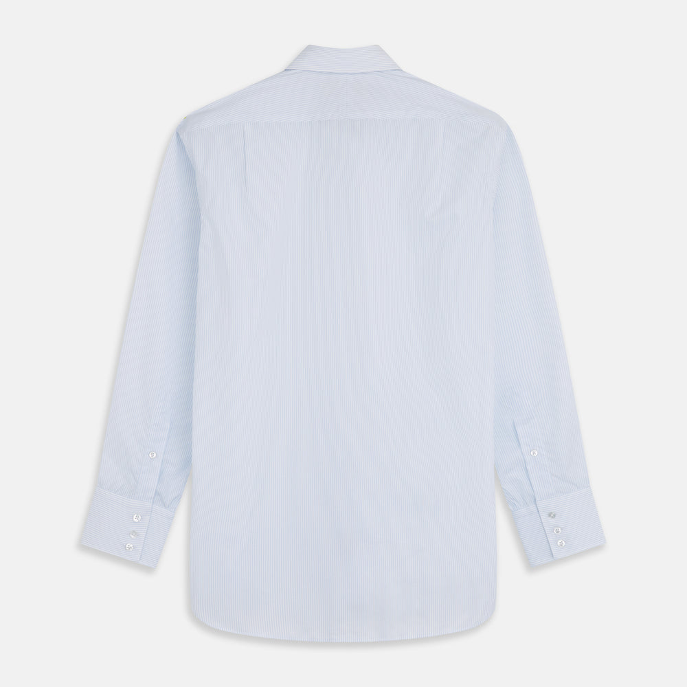 Pale Blue Stripe Regular Fit Sea Island Quality Cotton Shirt with T&A Collar and 3-Button Cuffs