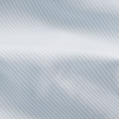 Pale Blue Stripe Regular Fit Sea Island Quality Cotton Shirt with T&A Collar and 3-Button Cuffs Image 3
