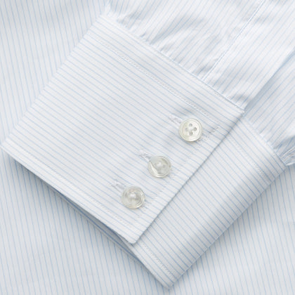 Pale Blue Stripe Regular Fit Sea Island Quality Cotton Shirt with T&A Collar and 3-Button Cuffs Image 2