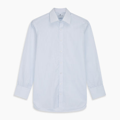 Pale Blue Stripe Regular Fit Sea Island Quality Cotton Shirt with T&A Collar and 3-Button Cuffs Image 5