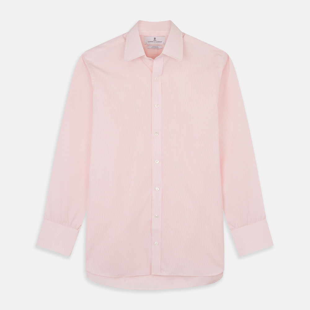Pink Fine Stripe Regular Fit Shirt with T&A Collar