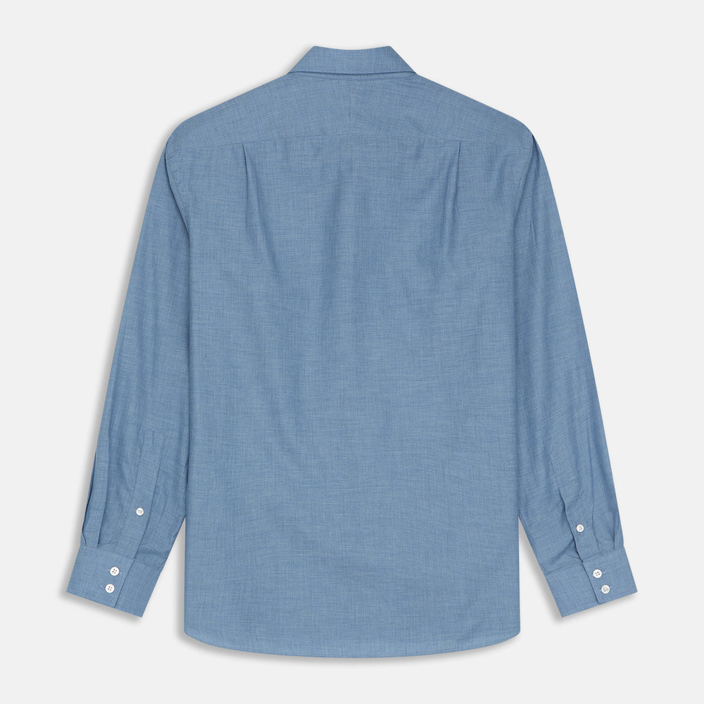 Blue Tailored Fit Shirt with Kent Collar and 2-Button Cuffs
