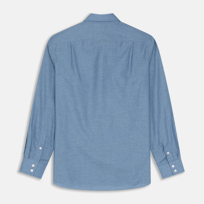 Blue Tailored Fit Shirt with Kent Collar and 2-Button Cuffs Image 3