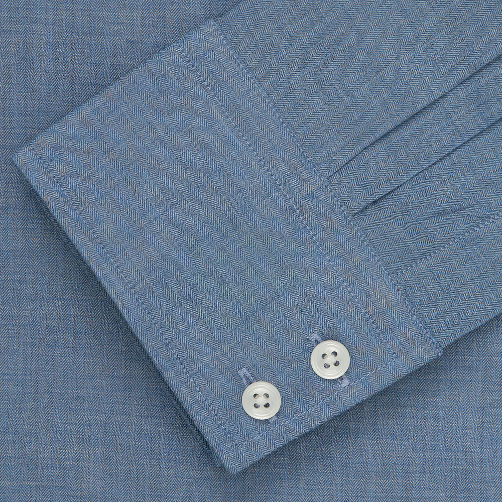 Blue Tailored Fit Shirt with Kent Collar and 2-Button Cuffs