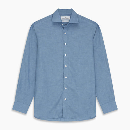 Blue Tailored Fit Shirt with Kent Collar and 2-Button Cuffs Image 4