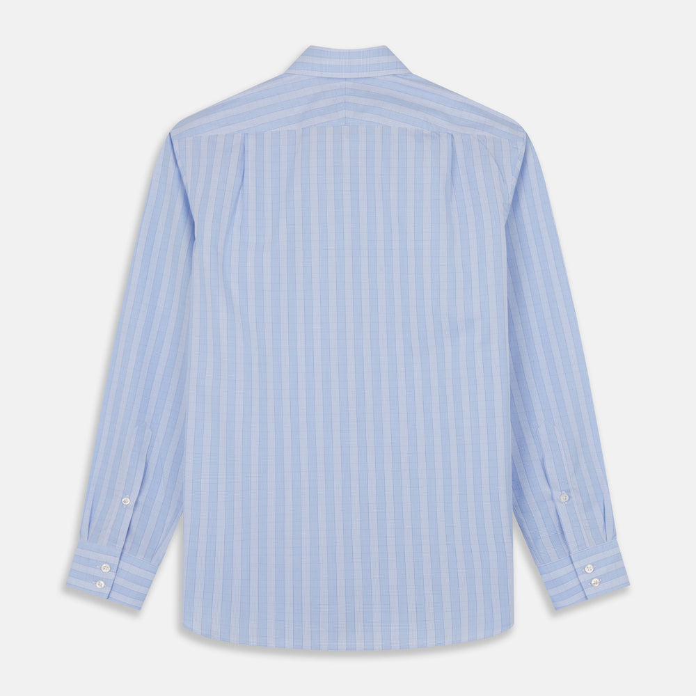 Tonal Blue Glen Check Tailored Fit Shirt with Kent Collar