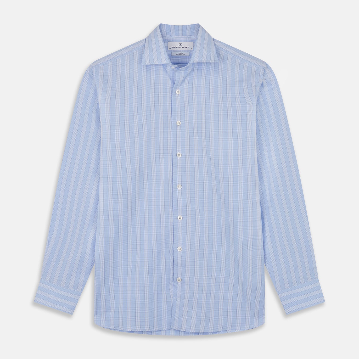 View 1 of product Tonal Blue Glen Check Tailored Fit Shirt with Kent Collar