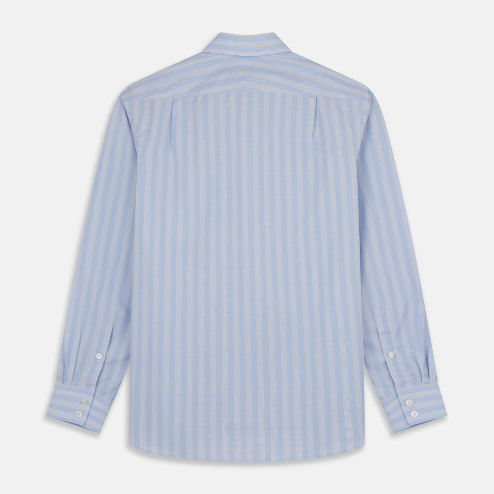 Yellow and Blue Glen Check Tailored Fit Shirt with Kent Collar