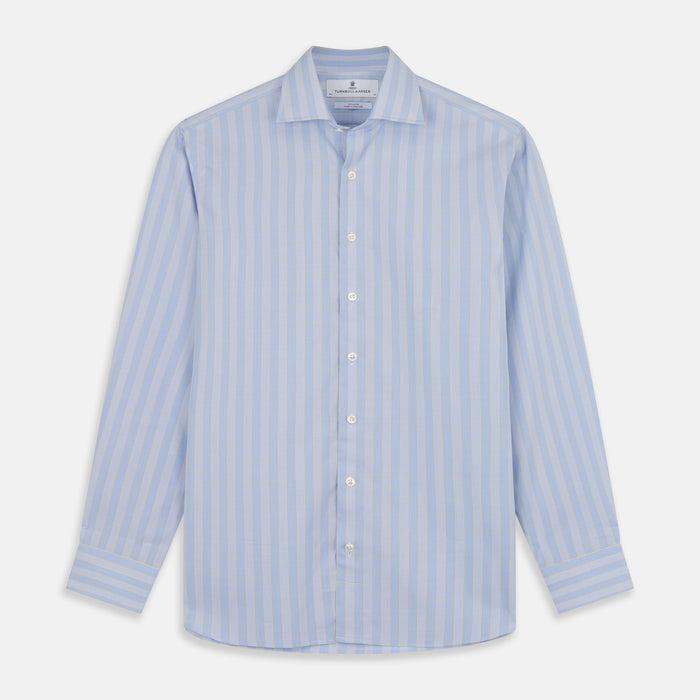 Yellow and Blue Glen Check Tailored Fit Shirt with Kent Collar