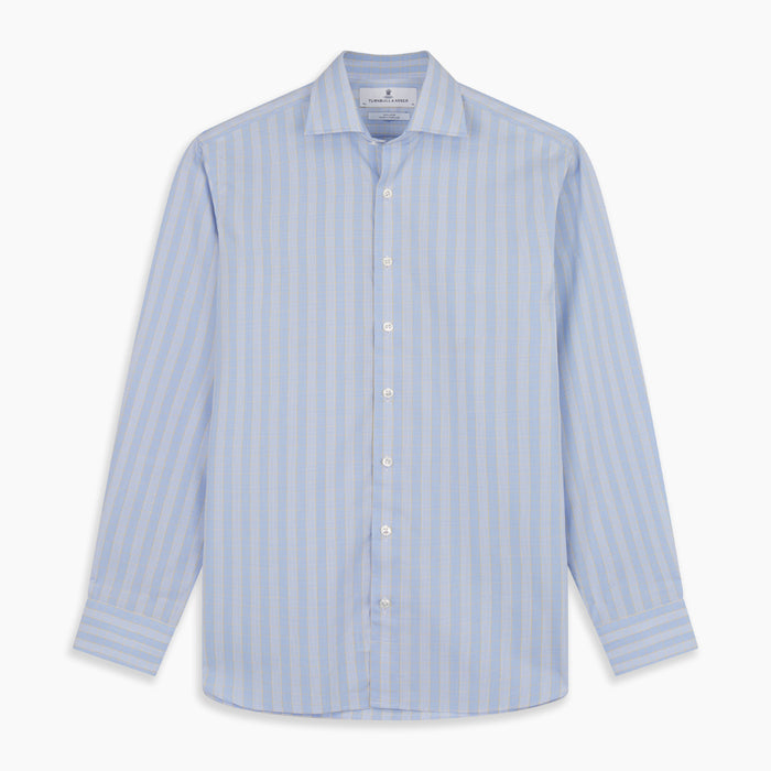 Yellow and Blue Glen Check Tailored Fit Shirt with Kent Collar Image 6