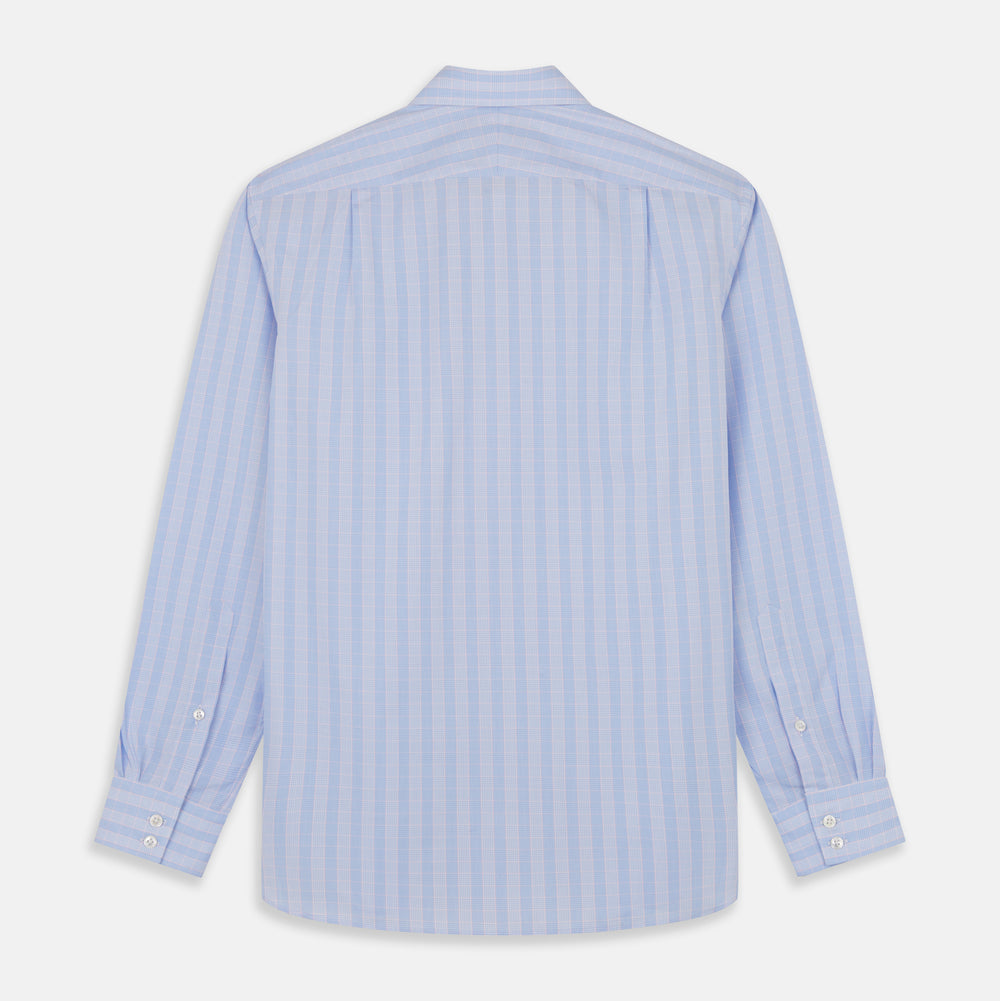 Pink and Blue Glen Check Tailored Fit Shirt with Kent Collar