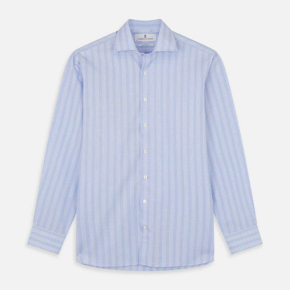 Pink and Blue Glen Check Tailored Fit Shirt with Kent Collar