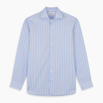 Pink and Blue Glen Check Tailored Fit Shirt with Kent Collar Image 5