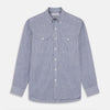 View 1 of product Indigo Chambray Stripe Weekend Fit Shirt With Dorset Collar