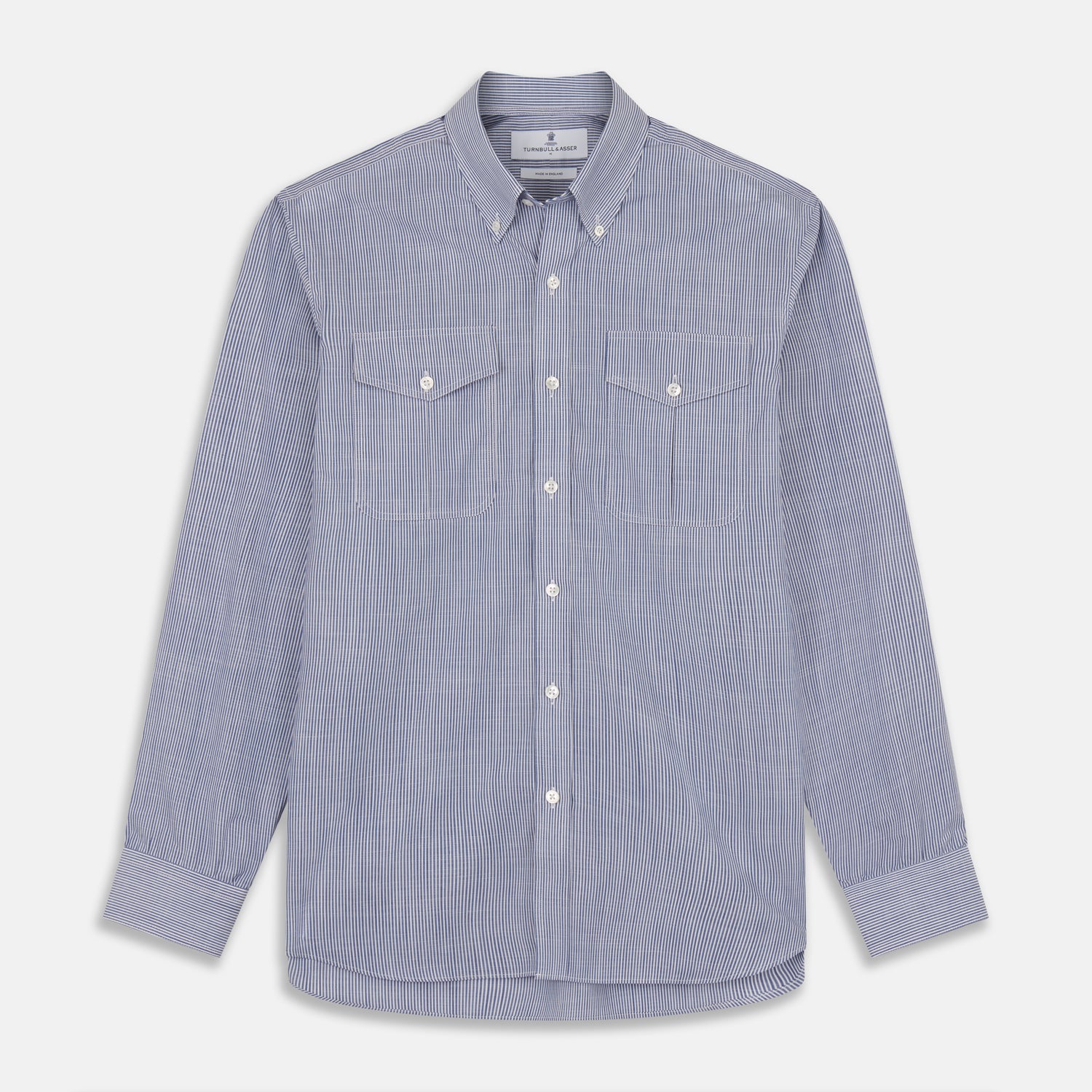 View 1 of product Indigo Chambray Stripe Weekend Fit Shirt With Dorset Collar