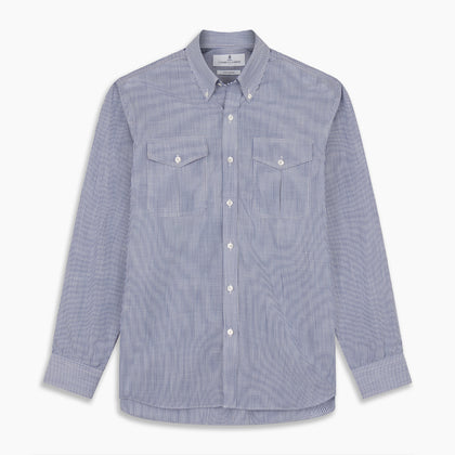 Indigo Chambray Stripe Weekend Fit Shirt With Dorset Collar Image 5