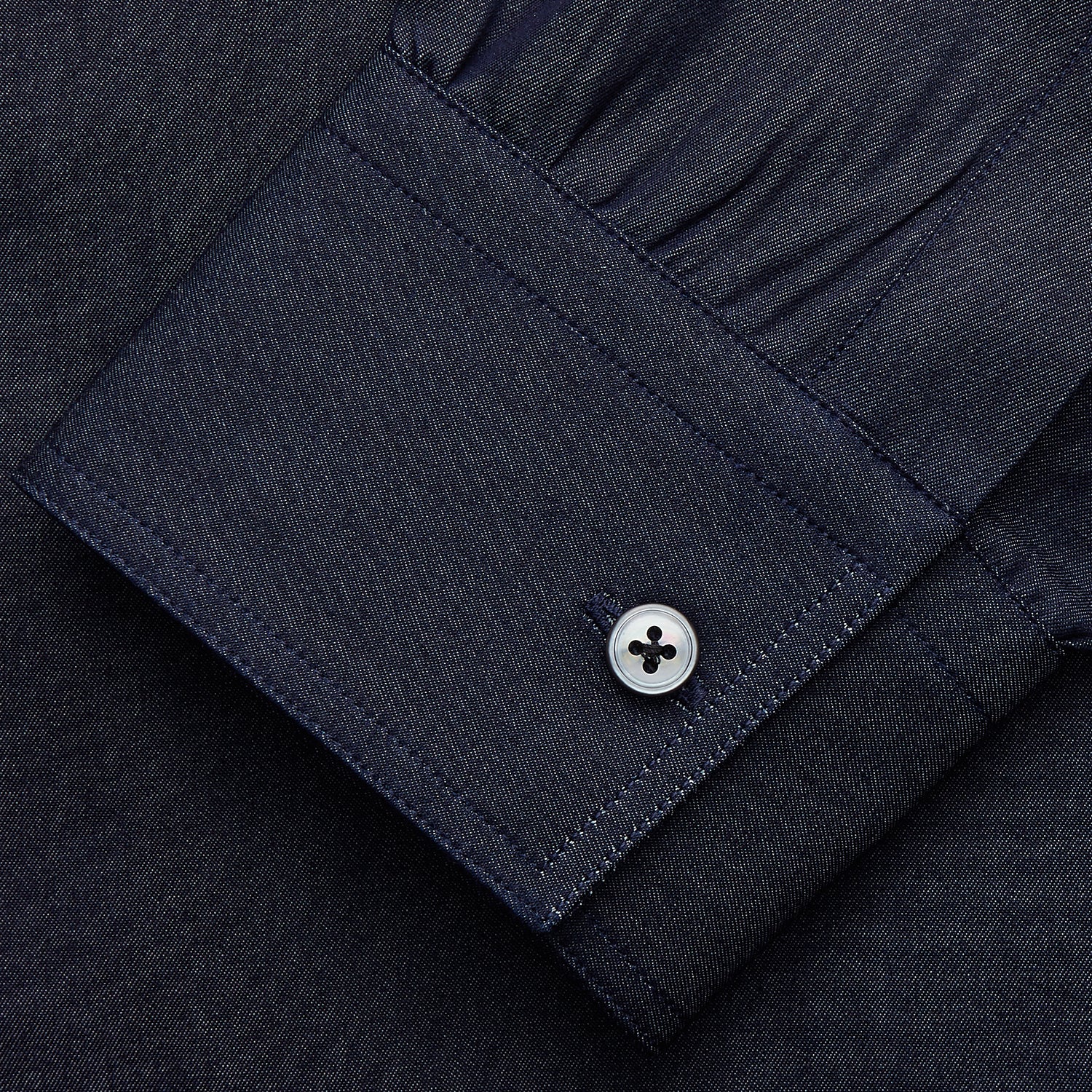 View 3 of product Navy Chambray Weekend Fit Shirt with Dorset Collar and 1-Button Cuffs