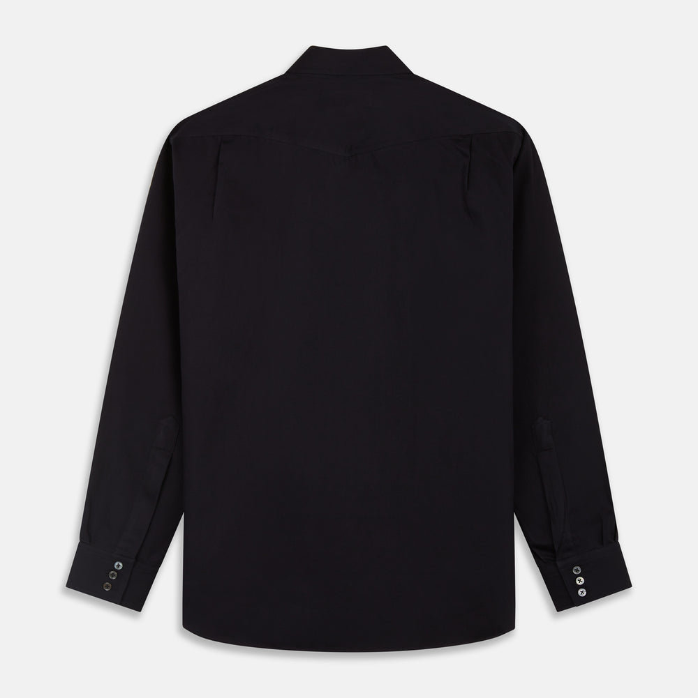 Navy Cotton Weekend Fit Western Shirt with Dorset Collar