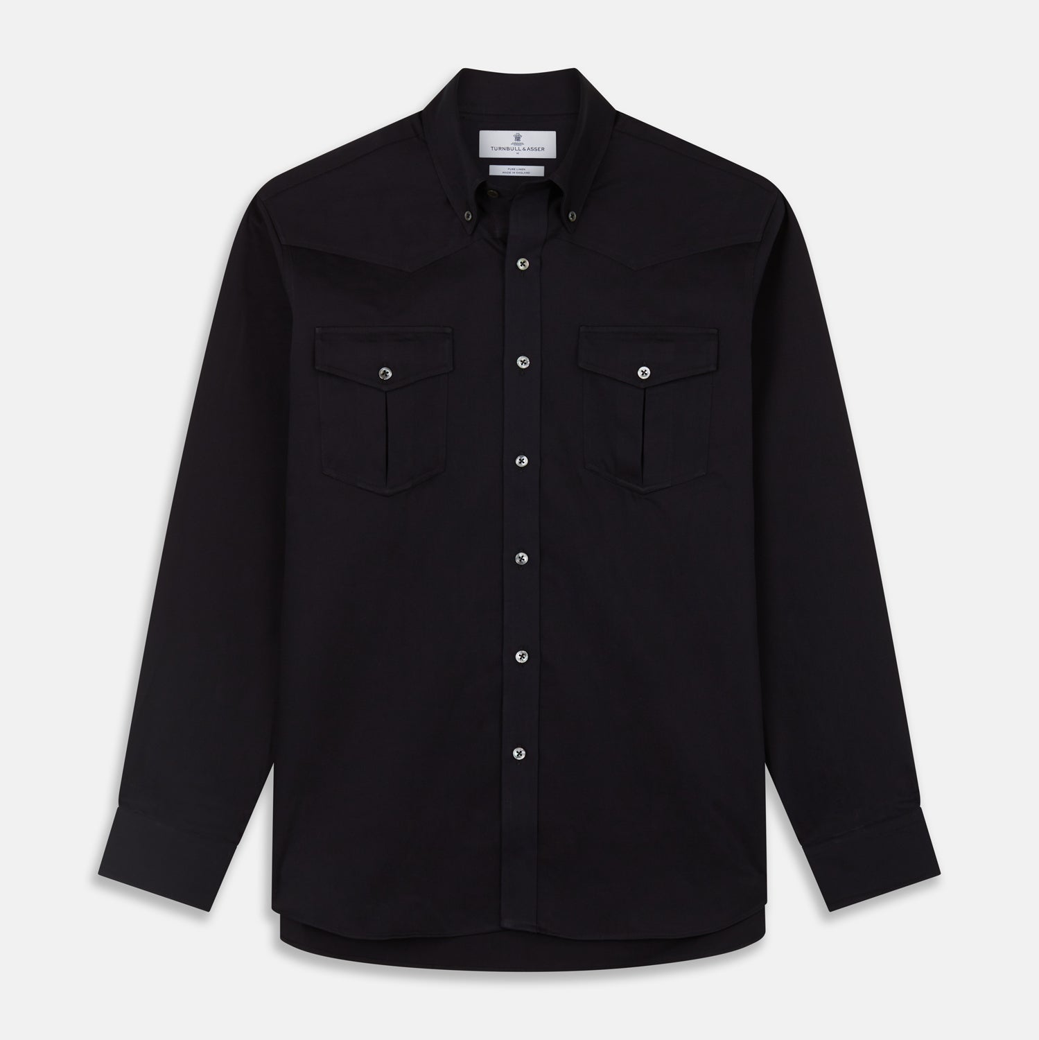 Navy Cotton Weekend Fit Western Shirt with Dorset Collar