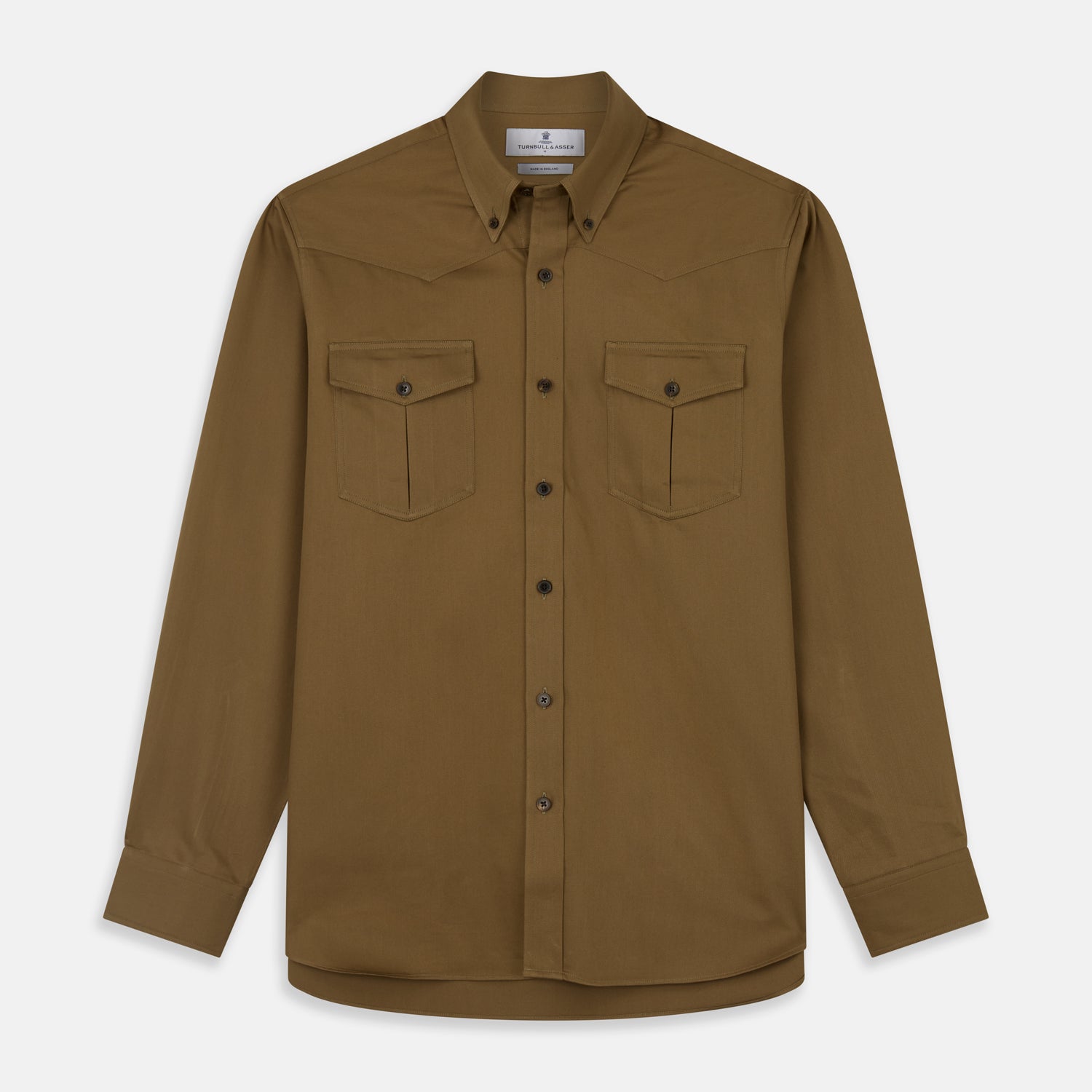 View 1 of product Khaki Cotton Weekend Fit Western Shirt with Dorset Collar