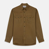Khaki Cotton Weekend Fit Western Shirt with Dorset Collar