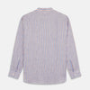 View 5 of product Blue & Red Linen Stripe Weekend Fit Shirt with Stand Collar