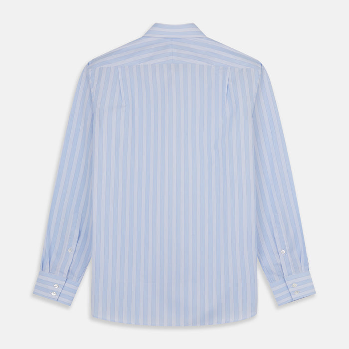 Tonal Blue Stripe Tailored Fit Shirt with Kent Collar Image 4