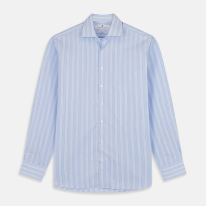 Tonal Blue Stripe Tailored Fit Shirt with Kent Collar