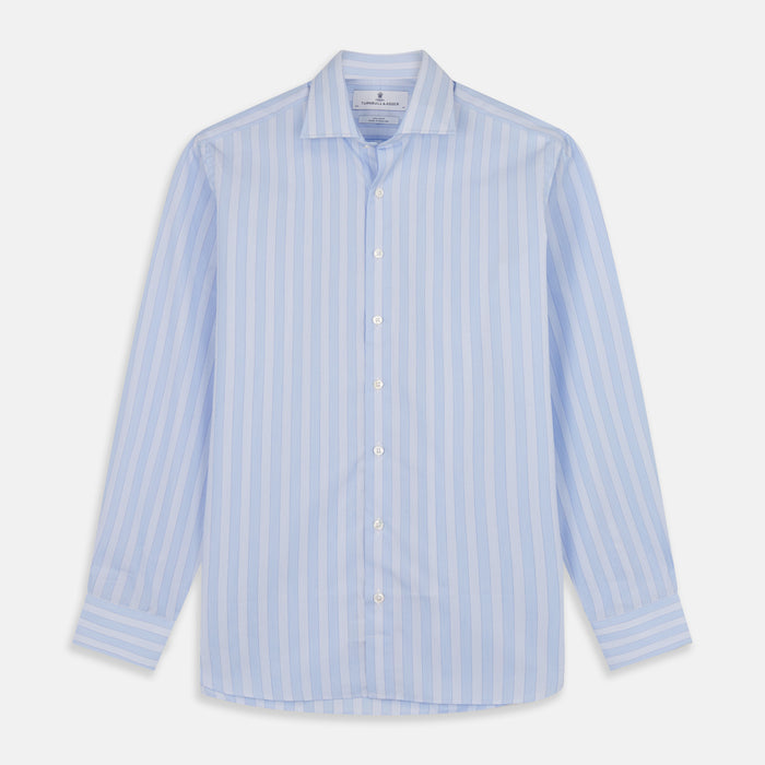 Tonal Blue Stripe Tailored Fit Shirt with Kent Collar