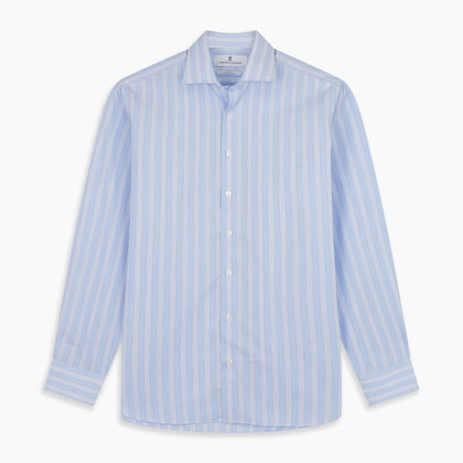 Tonal Blue Stripe Tailored Fit Shirt with Kent Collar Image 5
