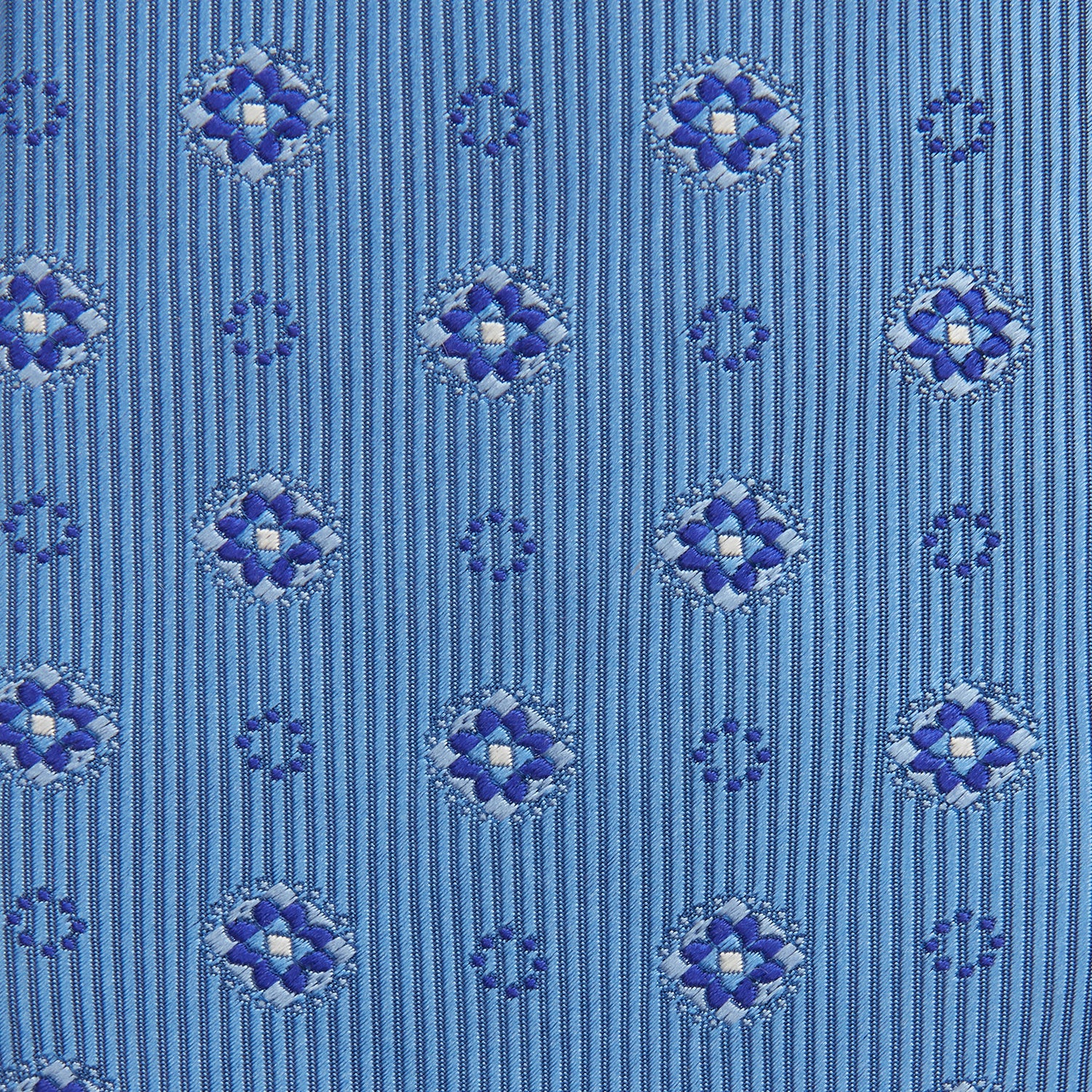 Blue Multi Floral Motif Silk Tie