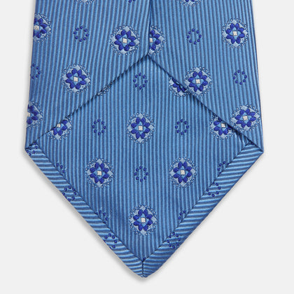Blue Multi Floral Motif Silk Tie Image 3