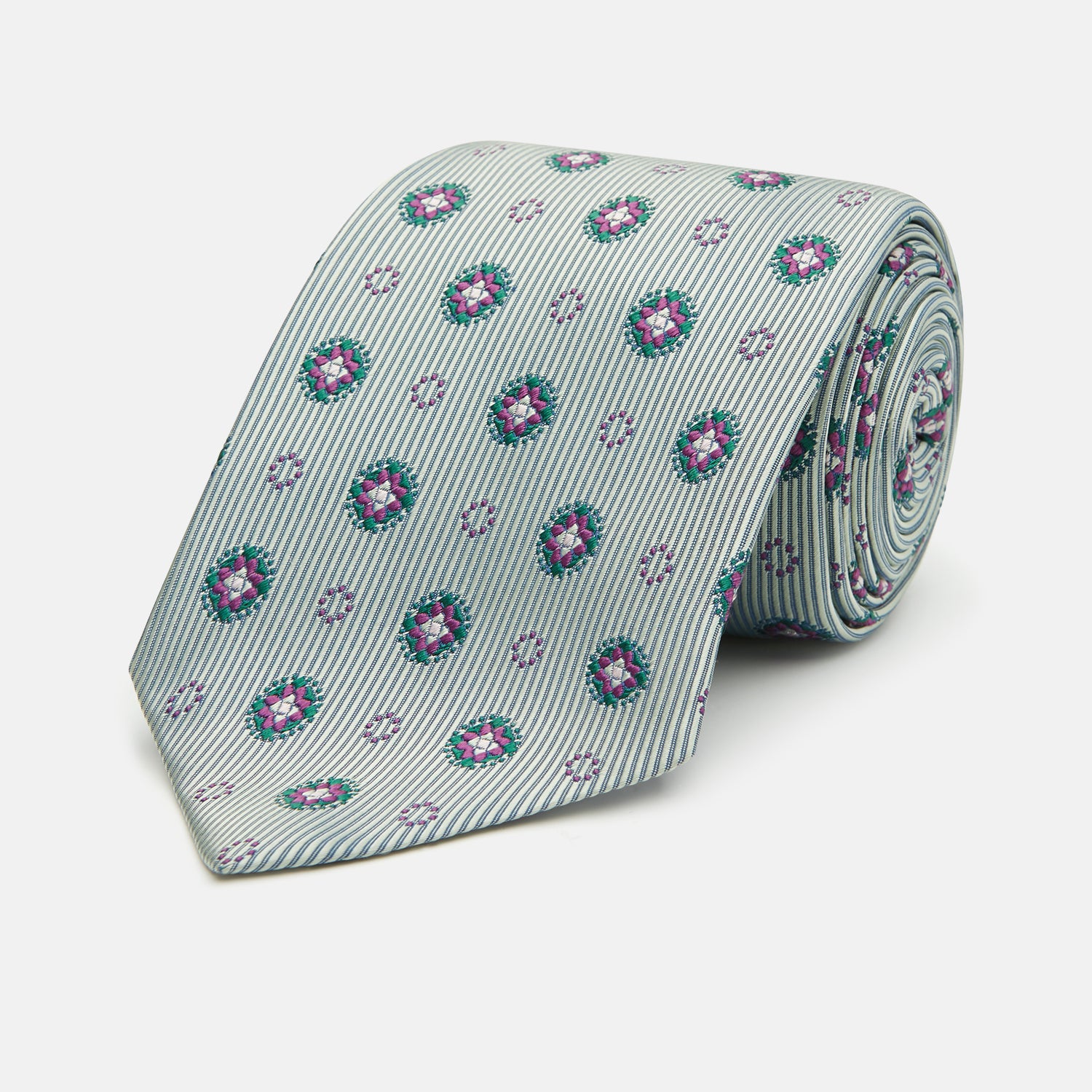 View 1 of product Green Multi Floral Motif Silk Tie
