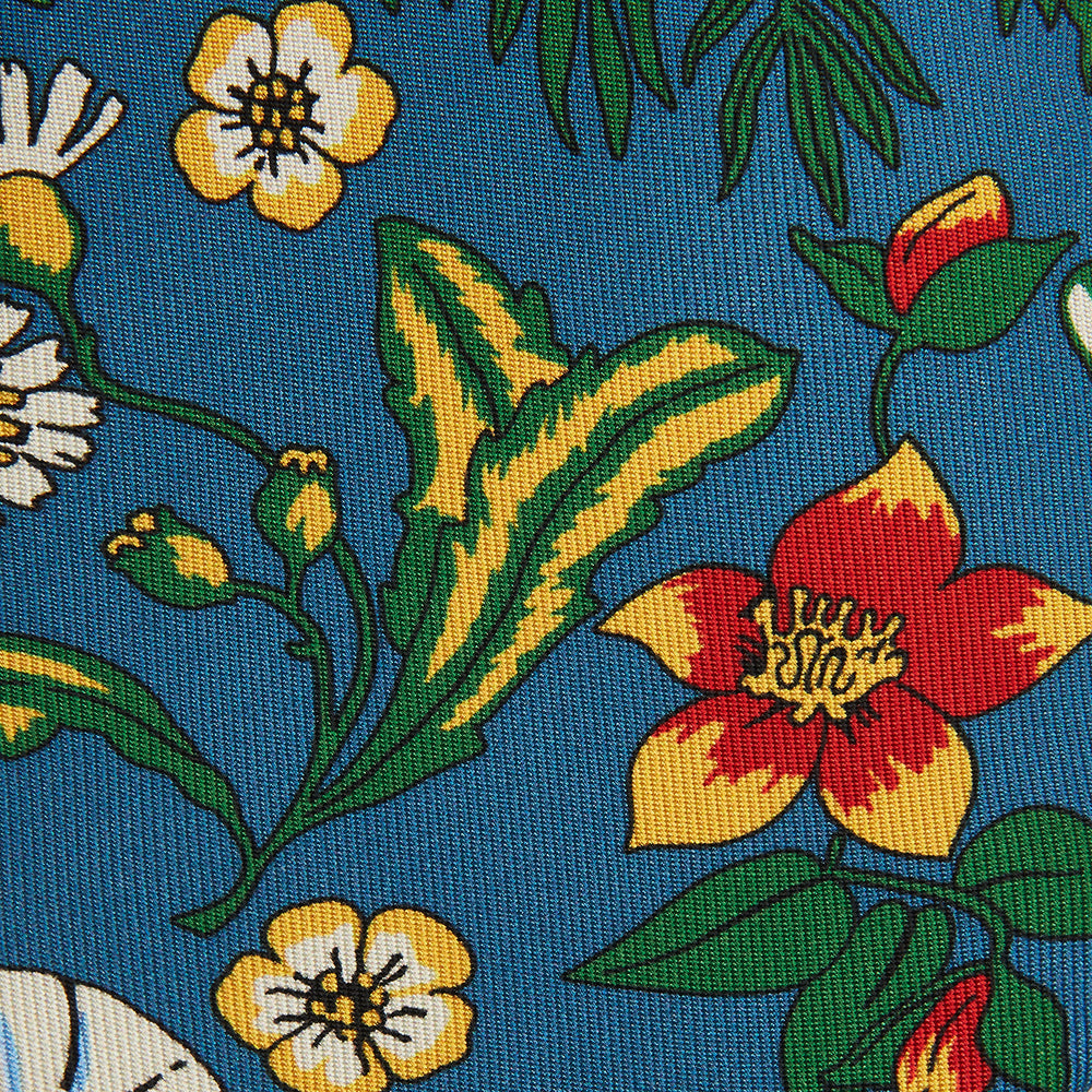 Teal Wildflower Printed Silk Tie