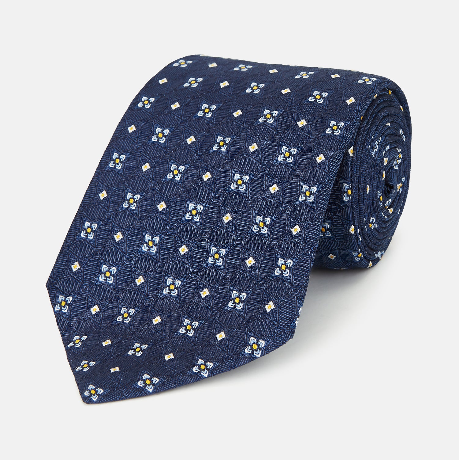 Navy Floral Emblem Tie