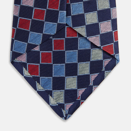 Pink Multi Check Silk Tie Image 3