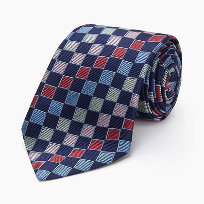 Pink Multi Check Silk Tie Image 4