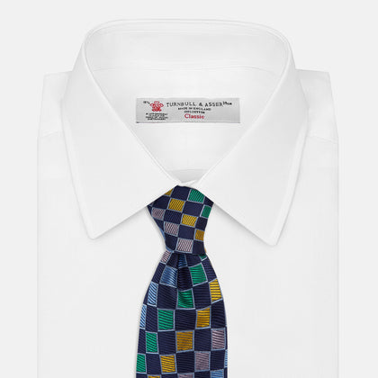 Green Multi Check Silk Tie Image 1