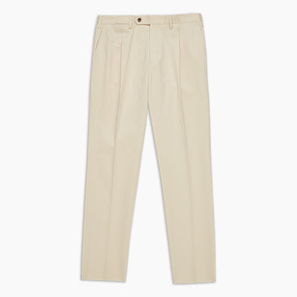 Sand Cotton Pleated Gerry Trouser Image 3