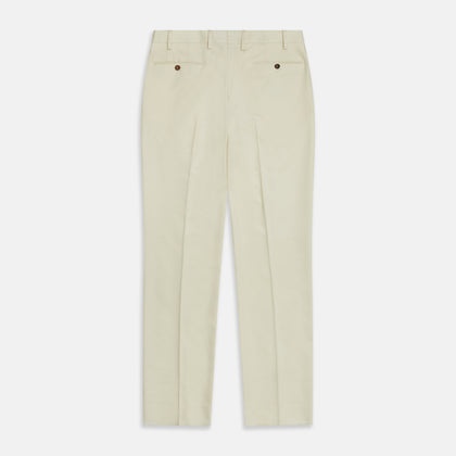 Cream Lightweight Wool Pleated Jasper Trouser Image 4