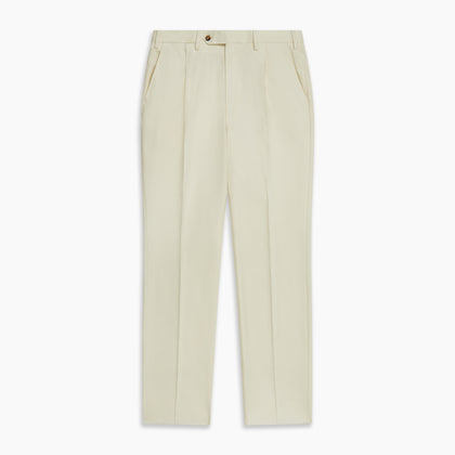 Cream Lightweight Wool Pleated Jasper Trouser Image 5