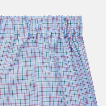 Blue, Purple & Green Check Cotton Boxer Shorts Image 1