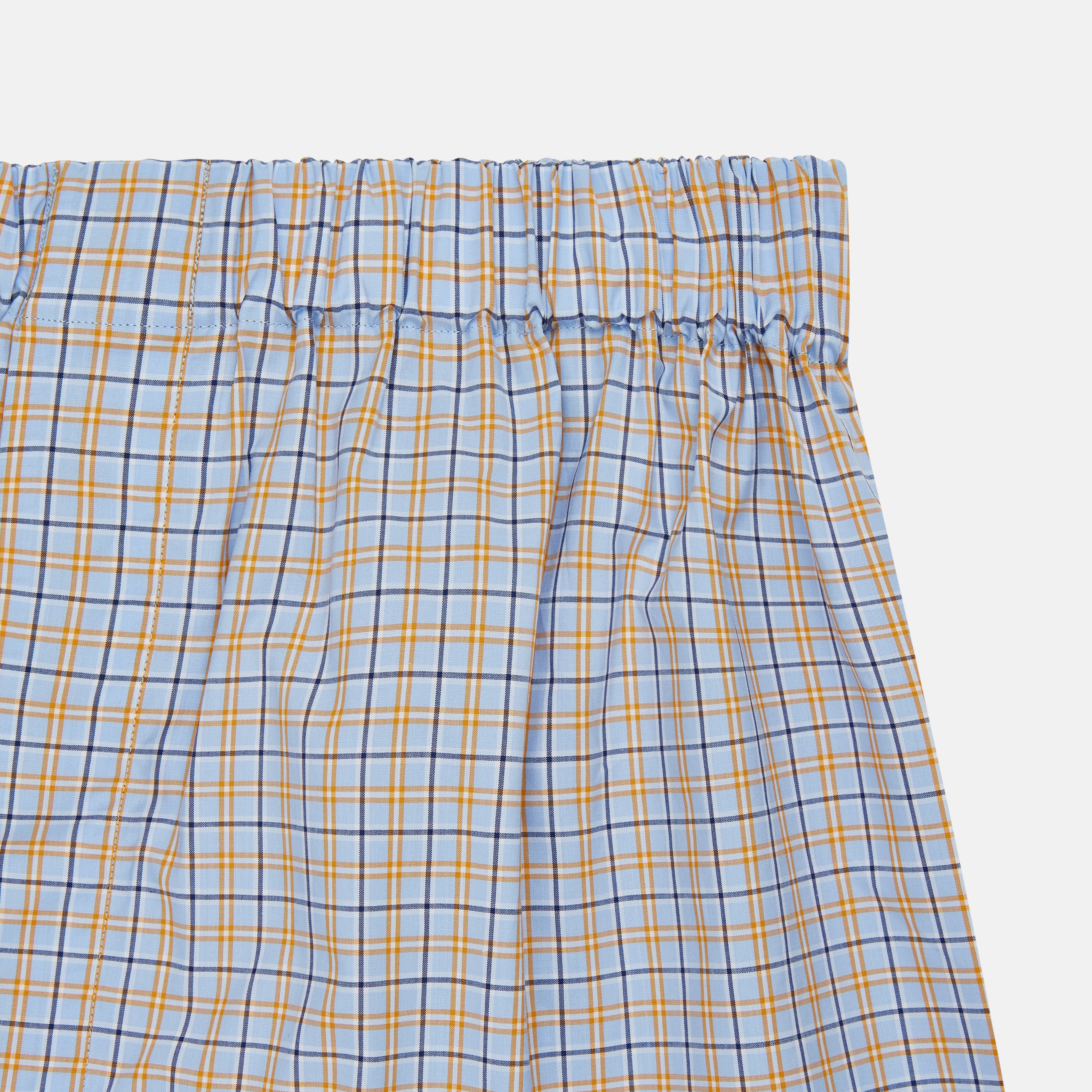 View 2 of product Blue, Orange & Navy Check Cotton Boxer Shorts