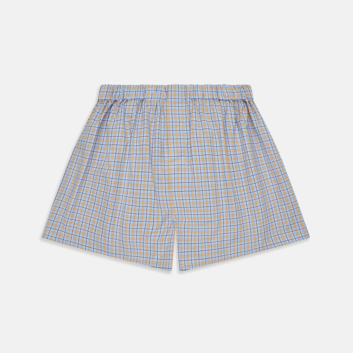 View 1 of product Blue, Orange & Navy Check Cotton Boxer Shorts