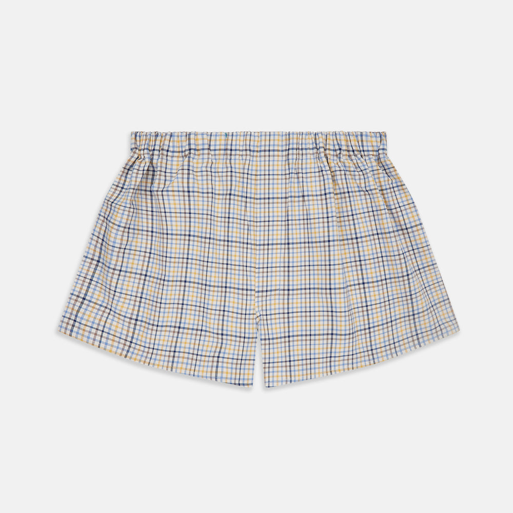 Yellow Multi Check Cotton Boxer Shorts