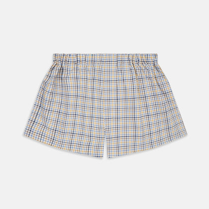 Yellow Multi Check Cotton Boxer Shorts