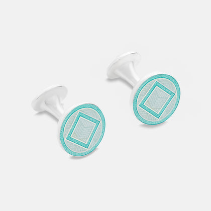 Light Green Sterling Silver Cufflinks