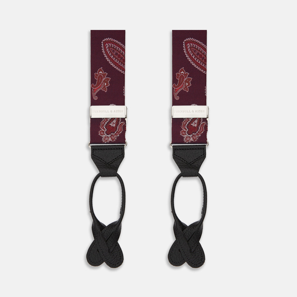 Red Paisley Adjustable Silk Braces